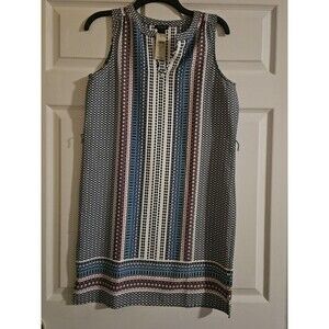 Ann Taylor Loft Geometric Print Sleeveless Dress S New NWT Blue Red White